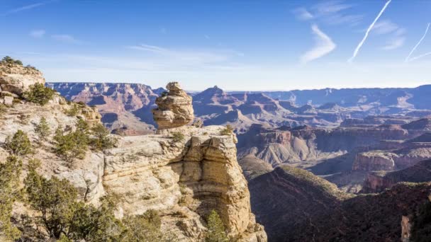 Clouds Move Donald Duck Rock Grand Canyons South Rim Vibrant — Stock Video