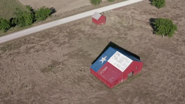 Des Images Drone Une Ancienne Grange Abandonnée Avec Symbole Texas — Video