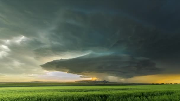 Időeltolódás Panoráma Egy Masszív Mezociklon Időjárás Szuperautó Amely Egy Tornádó — Stock videók