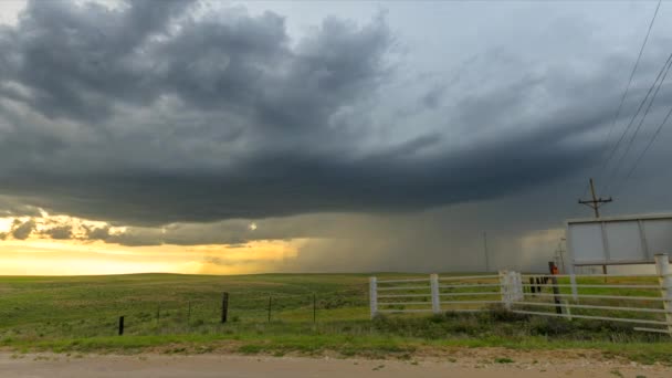 Panorama Storm Clouds Sunset Pass Great Plains — Stock Video