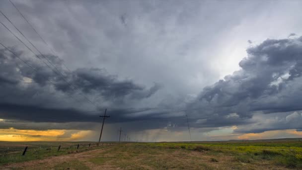 Panorama Storm Clouds Sunset Pass Great Plains — Stock Video
