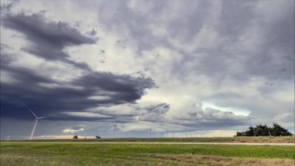 Panorama Massive Rainstorm Sunset Pours Rain While Passing Great Plains — Stock Video