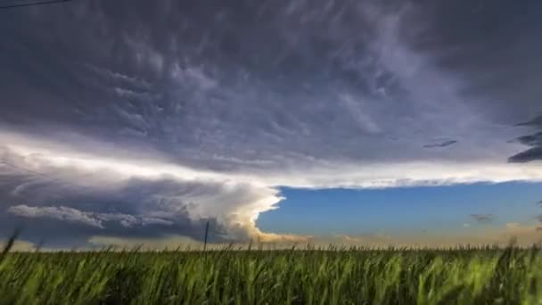 Time Lapse Panorama Van Een Enorme Mesocyclone Weer Supercel Dat — Stockvideo
