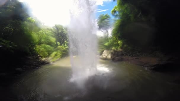 Video Tropical Waterfall Rainforest Fiji Taveuni Refreshing Way Beat Heat — Stock Video