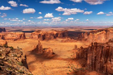 Rugged Monument Valley at secluded Hunt's Mesa with iconic butte, spire and mitten formations used as a backdrop in many old western movies. clipart
