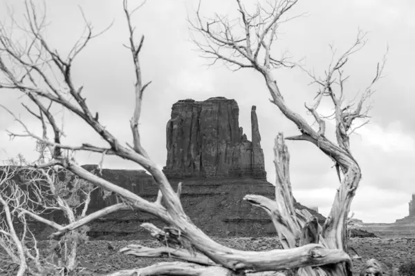 stock image Scenic view of the magnificant buttes at Monument Valley viewable from the hotel, hiking, scenic drives or Navajo guided excursions.