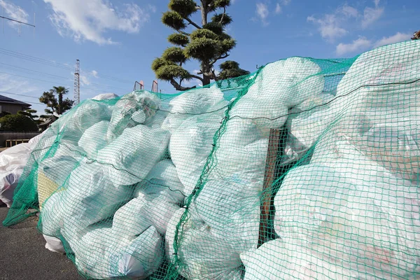 Kagawa Japan January 2023 Sorted Garbage Bags Waste Bag 日本神奈市指定的垃圾处理地点 — 图库照片