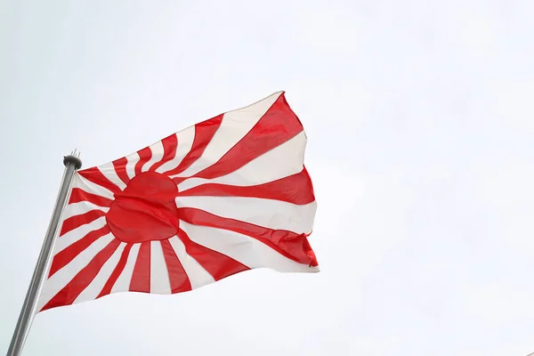 Japanese Rising Sun Flag Wind Sky — Stock Photo, Image