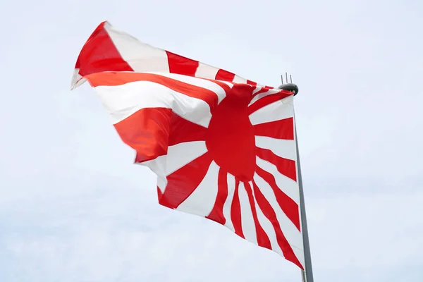 Japanese Rising Sun Flag Wind Sky — Stock Photo, Image