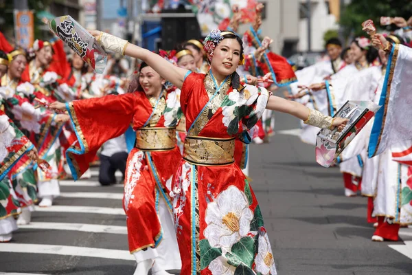 Kagawa Japan Juli 2023 Japanska Artister Dansar Den Berömda Yosakoi — Stockfoto