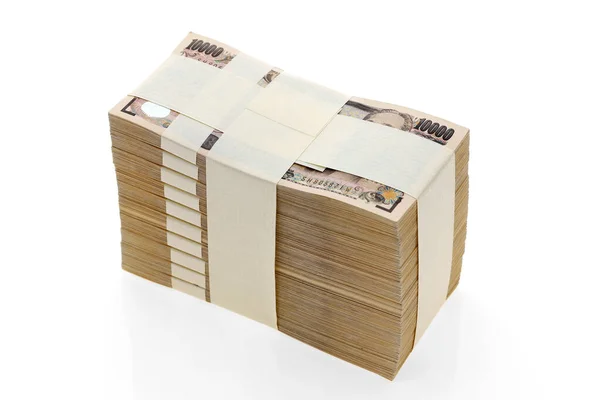 Een Stapel Japanse Yen 000 Yen Bundel Biljetten Bankbiljetten Zijn — Stockfoto