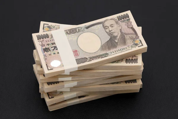 Στοίβα Γιεν Ιαπωνίας 000 Γιεν Τραπεζογραμμάτια Είναι Γραμμένα 000 Γιεν — Φωτογραφία Αρχείου