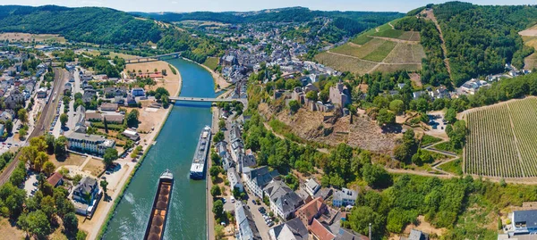 stock image Saarburg panorama of old town on the hills in Saar river valley, Germany