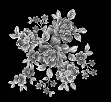 3 Boyutlu düğün çiçekleri, gümüş çiçekleri, metalik düğün çiçekleri tasarımı, lüks metalik çiçek arkaplanı, çiçek illüstrasyonu