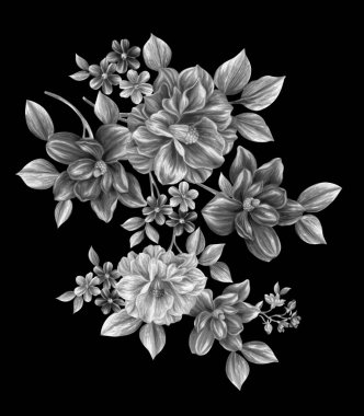 3 Boyutlu düğün çiçekleri, gümüş çiçekleri, metalik düğün çiçekleri tasarımı, lüks metalik çiçek arkaplanı, çiçek illüstrasyonu