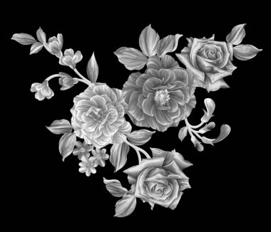 3 Boyutlu düğün çiçekleri, gümüş çiçekleri, metalik düğün çiçekleri tasarımı, lüks metalik çiçek arkaplanı, çiçek illüstrasyonu