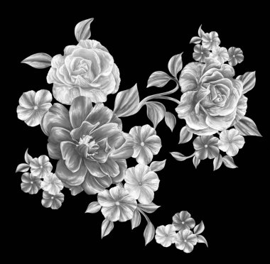 3 Boyutlu düğün çiçekleri, gümüş çiçekleri, metalik düğün çiçekleri tasarımı, lüks metalik çiçek arkaplanı, çiçek illüstrasyonu