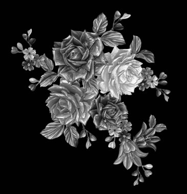 3 Boyutlu düğün çiçekleri, gümüş çiçekleri, metalik düğün çiçekleri tasarımı, lüks metalik çiçek arkaplanı, çiçek illüstrasyonu