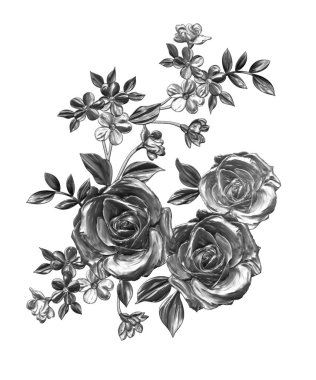 3 Boyutlu düğün çiçekleri, gümüş çiçekleri, metalik düğün çiçekleri tasarımı, lüks metalik çiçek arkaplanı, çiçek illüstrasyonu