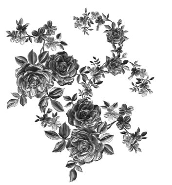 3 Boyutlu düğün çiçekleri, gümüş çiçekleri, metalik düğün çiçekleri tasarımı, lüks metalik çiçek arkaplanı, çiçek illüstrasyonu