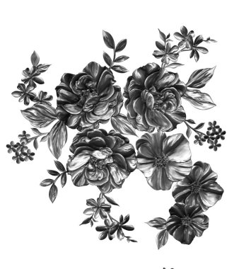 3 Boyutlu düğün çiçekleri, gümüş çiçekleri, metalik düğün çiçekleri tasarımı, lüks metalik çiçek arkaplanı, çiçek illüstrasyonu