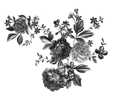 3 Boyutlu düğün çiçekleri, gümüş çiçekleri, metalik düğün çiçekleri tasarımı, lüks metalik çiçek arkaplanı, çiçek illüstrasyonu