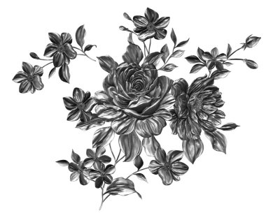 3 Boyutlu düğün çiçekleri, gümüş çiçekleri, metalik düğün çiçekleri tasarımı, lüks metalik çiçek arkaplanı, çiçek illüstrasyonu