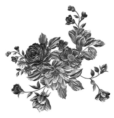 3 Boyutlu düğün çiçekleri, gümüş çiçekleri, metalik düğün çiçekleri tasarımı, lüks metalik çiçek arkaplanı, çiçek illüstrasyonu