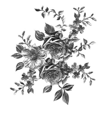 3 Boyutlu düğün çiçekleri, gümüş çiçekleri, metalik düğün çiçekleri tasarımı, lüks metalik çiçek arkaplanı, çiçek illüstrasyonu