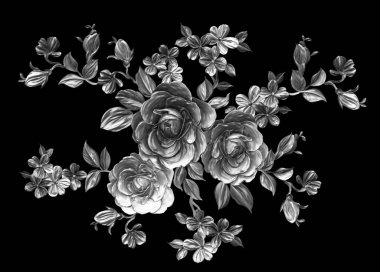 3 Boyutlu düğün çiçekleri, gümüş çiçekleri, metalik düğün çiçekleri tasarımı, lüks metalik çiçek arkaplanı, çiçek illüstrasyonu