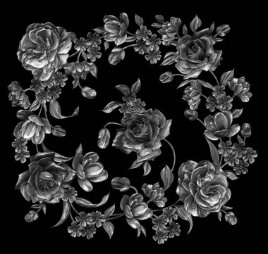 3 Boyutlu düğün çiçekleri, gümüş çiçekleri, metalik düğün çiçekleri tasarımı, lüks metalik çiçek arkaplanı, çiçek illüstrasyonu