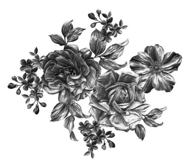 3 Boyutlu düğün çiçekleri, gümüş çiçekleri, metalik düğün çiçekleri tasarımı, lüks metalik çiçek arkaplanı, çiçek illüstrasyonu