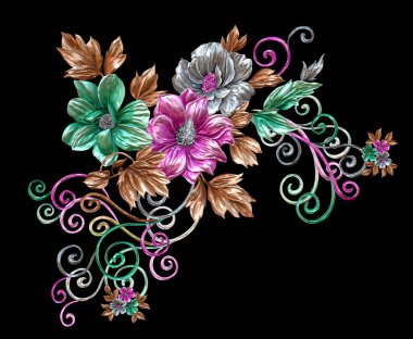 Soyut metalik çiçek tasarımı arka plan, Dijital çiçek boyası, Dekoratif çiçek tasarımı, Çiçek İllüstrasyonu, Kabartmalı çiçek deseni, 3 boyutlu çiçek deseni, düğün çiçekleri, düğün çiçeği süsü, Tekstil çiçek deseni, Atkı çiçeği deseni