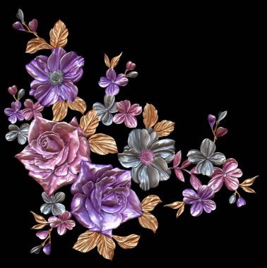 Soyut metalik çiçek tasarımı arka plan, Dijital çiçek boyası, Dekoratif çiçek tasarımı, Çiçek İllüstrasyonu, Kabartmalı çiçek deseni, 3 boyutlu çiçek deseni, düğün çiçekleri, düğün çiçeği süsü, Tekstil çiçek deseni, Atkı çiçeği deseni