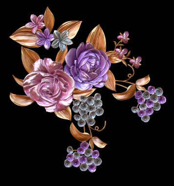 Soyut metalik çiçek tasarımı arka plan, Dijital çiçek boyası, Dekoratif çiçek tasarımı, Çiçek İllüstrasyonu, Kabartmalı çiçek deseni, 3 boyutlu çiçek deseni, düğün çiçekleri, düğün çiçeği süsü, Tekstil çiçek deseni, Atkı çiçeği deseni