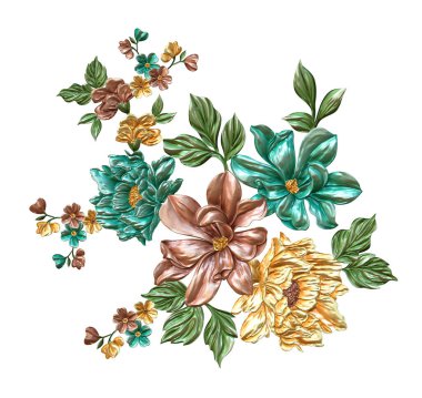 Soyut metalik çiçek tasarımı arka plan, Dijital çiçek boyası, Dekoratif çiçek tasarımı, Çiçek İllüstrasyonu, Kabartmalı çiçek deseni, 3 boyutlu çiçek deseni, düğün çiçekleri, düğün çiçeği süsü, Tekstil çiçek deseni, Atkı çiçeği deseni