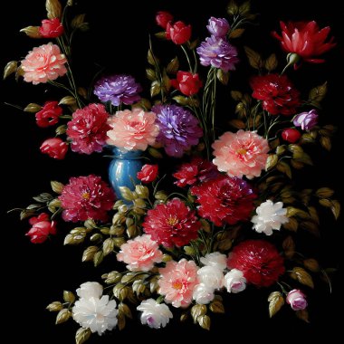 Modern İzlenimci Tarzında Soyut Renkli Çiçekler, Soyut Çiçek Çiçeği Hayat Boyama, Renkli Çiçeklerle Modern İzlenimcilik, Renkli Yağlı Çiçek Boyama, Çarpıcı Renkli Çiçek Boyama, Üretici, Yapay Zeka