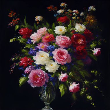 Modern İzlenimci Tarzında Soyut Renkli Çiçekler, Soyut Çiçek Çiçeği Hayat Boyama, Renkli Çiçeklerle Modern İzlenimcilik, Renkli Yağlı Çiçek Boyama, Çarpıcı Renkli Çiçek Boyama, Üretici, Yapay Zeka