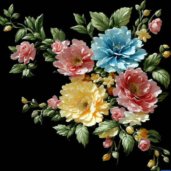 Abstrakcyjne Kolorowe Kwiaty Nowoczesnym Stylu Impresjonistycznym Abstrakcyjny Kwiatowy Martwa Natura — Zdjęcie stockowe