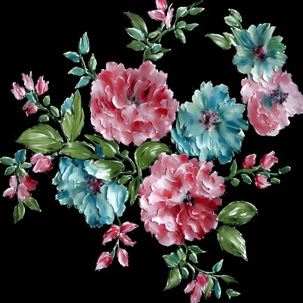 Flores Coloridas Abstractas Estilo Impresionista Moderno Pintura Floral Abstracta Naturaleza —  Fotos de Stock