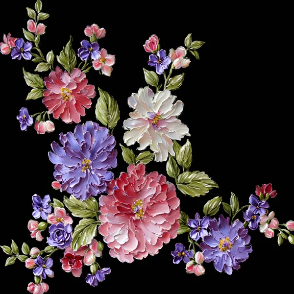 Fleurs Colorées Abstraites Dans Style Impressionniste Moderne Peinture Florale Abstraite — Photo