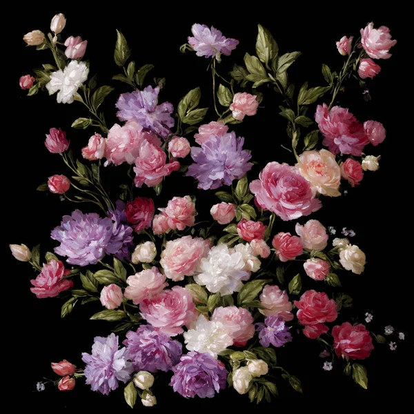 Fleurs Colorées Abstraites Dans Style Impressionniste Moderne Peinture Florale Abstraite — Photo