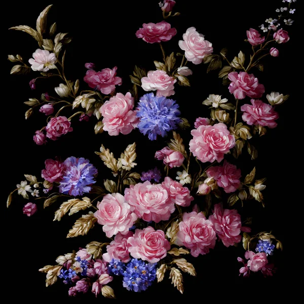 Abstraktní Barevné Květiny Moderním Impresionistickém Stylu Abstraktní Květinové Zátiší Malba — Stock fotografie