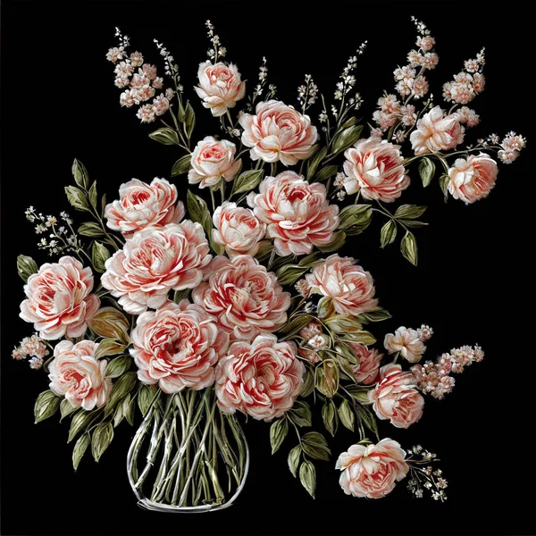 Abstrakt Rgglada Blommor Modern Impressionist Stil Abstrakt Blommig Stilleben Lning — Stockfoto
