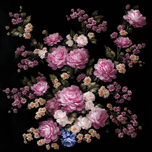 Abstrakte Bunte Blumen Einem Modernen Impressionistischen Stil Abstrakte Florale Stilllebenmalerei Stockfoto