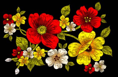 Metalik süs tasarımı için dekoratif çiçekler.