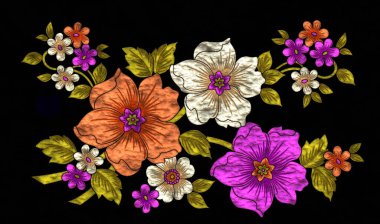 Metalik parlak işlemeli çiçek desenli..