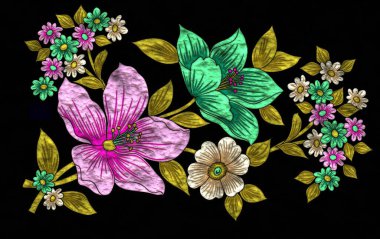 Metalik desenli lüks çiçek sanatı.