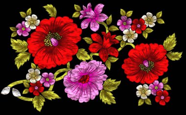 Modern metalik kıvrımlı halk sanatı çiçek resmi..