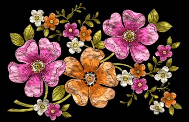 Metalik yaprak ve tomurcuklara sahip stilize doğa motifi